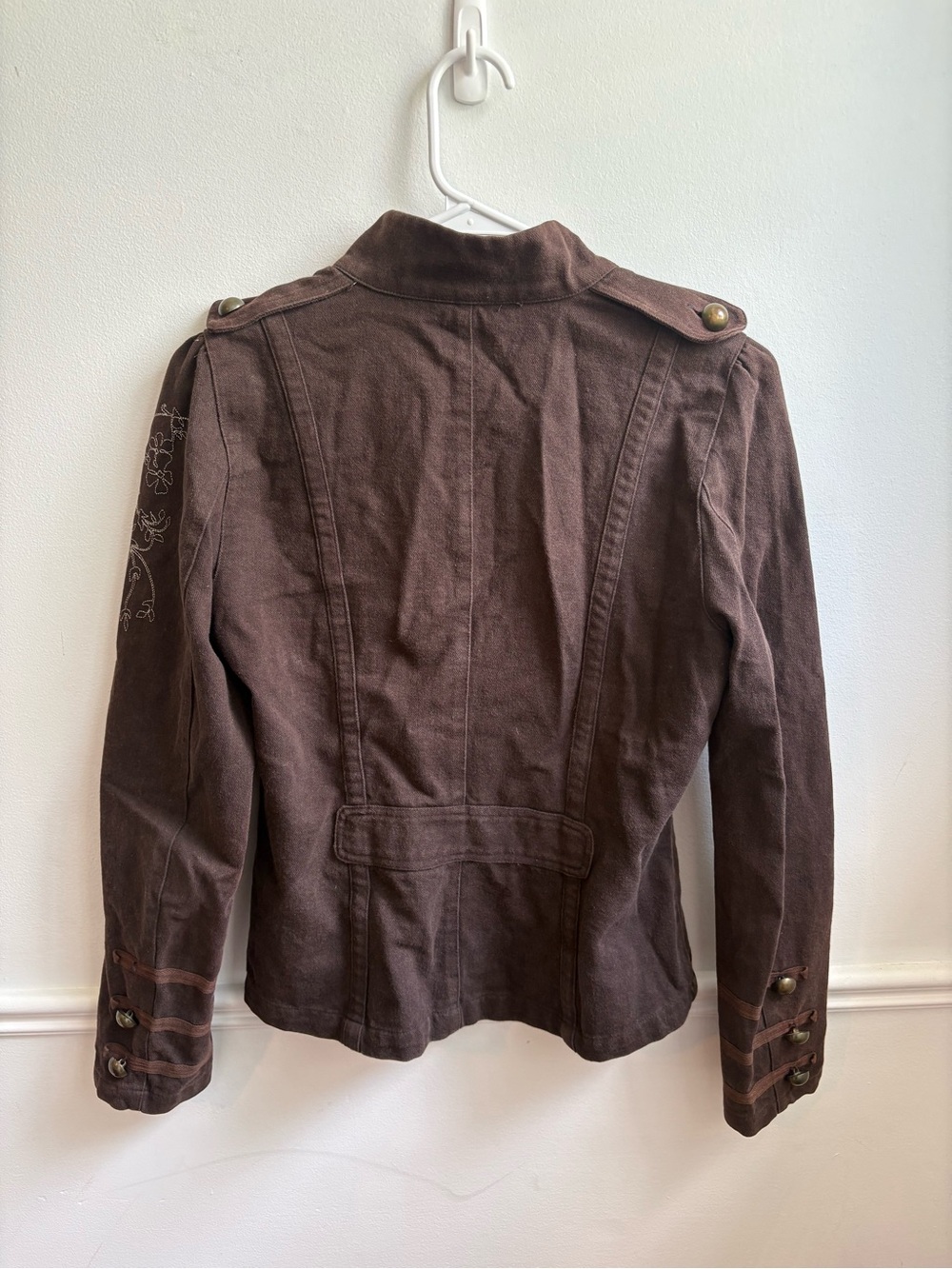Women's Brown Military-Style Utility Jacket - Picture 4 of 6
